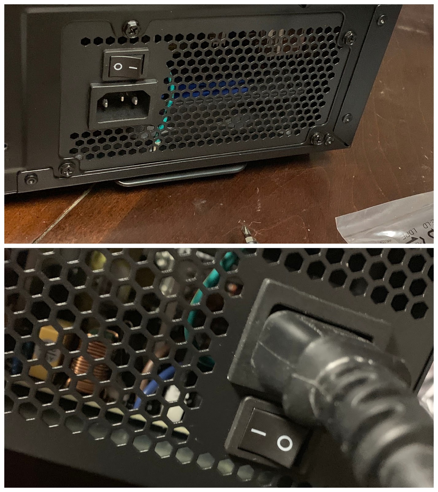 plugging in the power supply