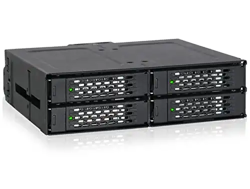 ICY DOCK 4 Bay 2.5 SAS/SATA HDD/SSD Metal Mobile Rack Enclosure for 5.25" Bay (with Fan Control) | ToughArmor MB607SP-B